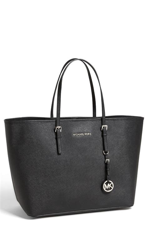 michael kors jet set travel black tote|Michael Kors jet set silver.